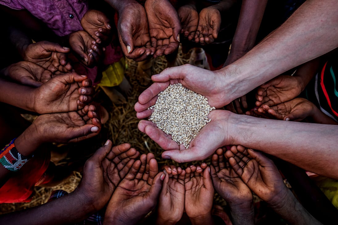 African children asking for food, Africa